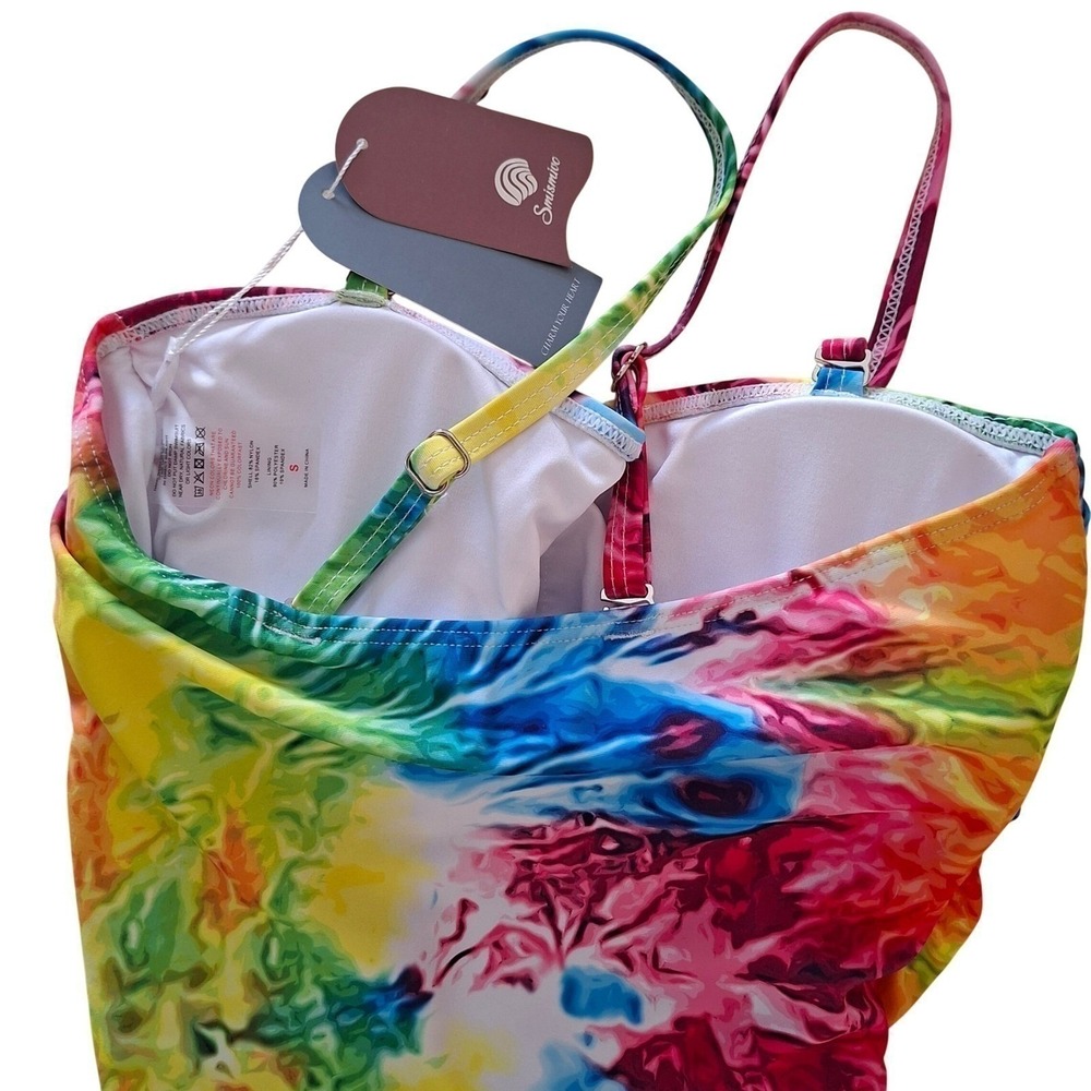 Smismivo Swimsuit NEW size S Multicolor swim Tie Dye Tummy Control swimwear - Picture 4 of 6